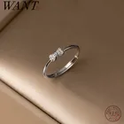 Женское регулируемое кольцо WANTME, из стерлингового серебра 925 пробы с милым бантом из циркония, модные корейские ювелирные украшения для дня рождения