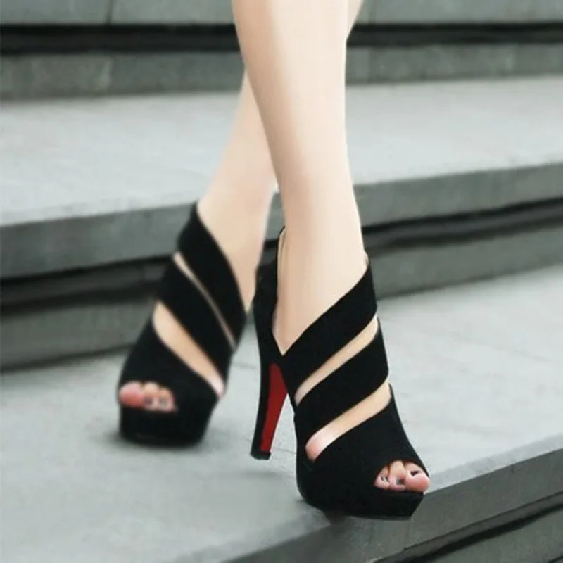 

Women Open Toe High Heel Gladiator Sandals Casual Shoes Waterproof Platform Sandals 2021 Fish mouth high-heeled shoes