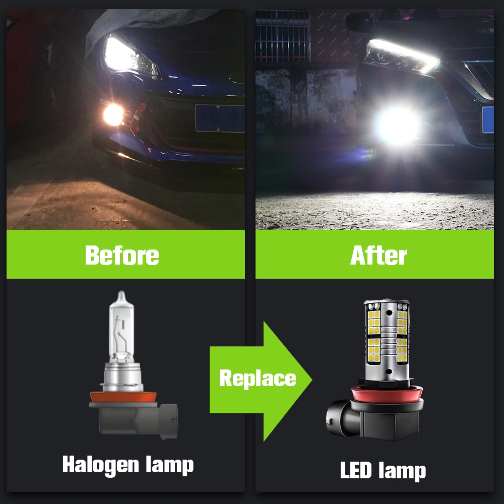 2pcs LED Fog Light H8 H11 H16 For Nissan Navara NP300 D23 D40 NV200 NV250 NV300 Pathfinder R51 R52 Frontier Quest Sentra Xterra - купить по