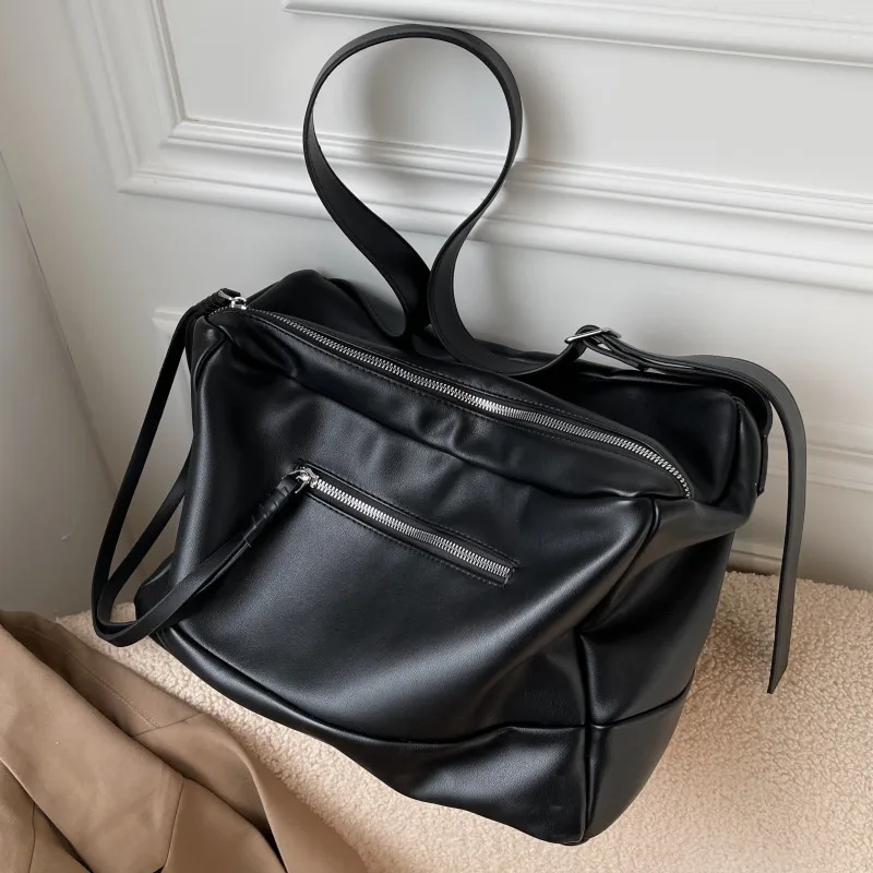 

Large All Match Messenger Bag Female Luxury Soft Leather Shoulder Bag Big Size Black Handbags Women's Brand Design Crossbody Bag