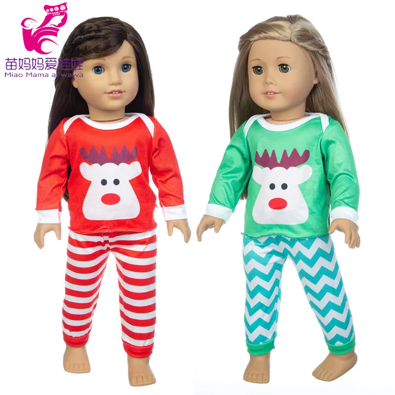 

18" Girl Doll Red Christmas pajama set Santa Claus costume for baby doll clothes