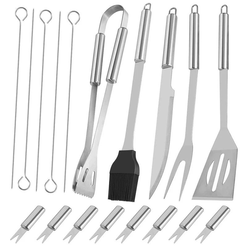 

Набор инструментов для барбекю и гриля, набор аксессуаров для кемпинга и кухни из 18 предметов