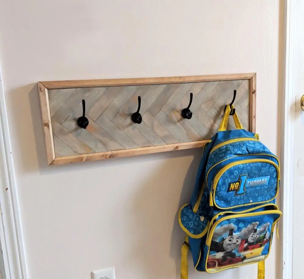 

Wood Coat Rack Hanger with 4 Hooks Rustic Wall Clothes Rack Hanging Key Rack, Rustic Coat Hanger Wall Mounted