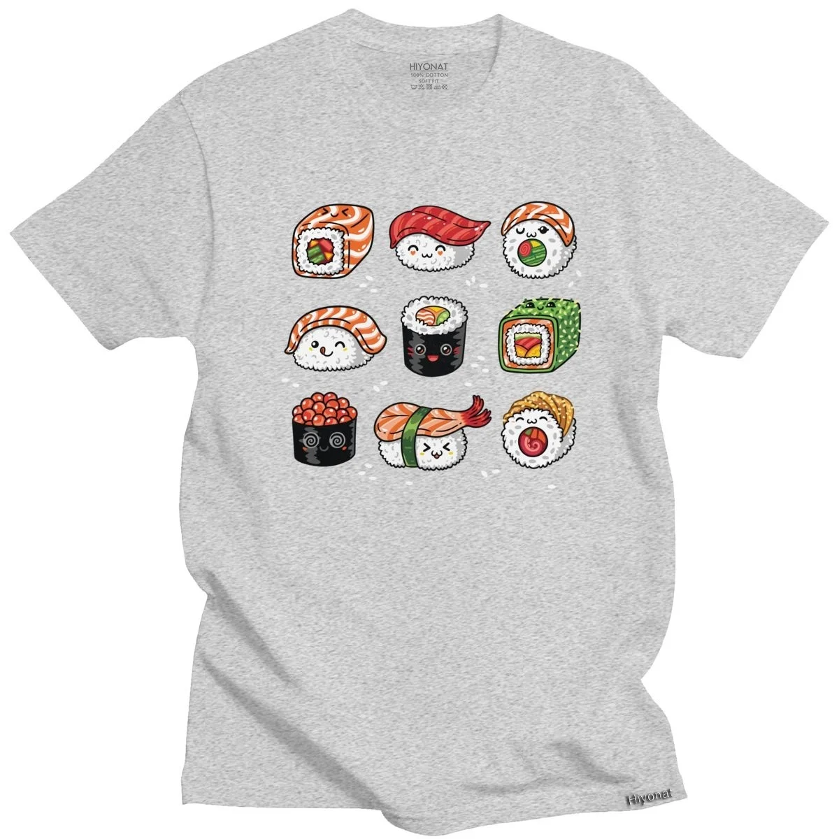 

Япония милые суши Футболка Мужская мягкая красивая детская хлопковая футболка с короткими рукавами и изображением героев мультфильмов, фу...