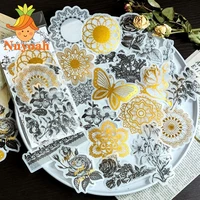 60pcspack vintage stickers for journal flower plant stickers diy scrapbooking collage gold skull paper diary journaling supplie