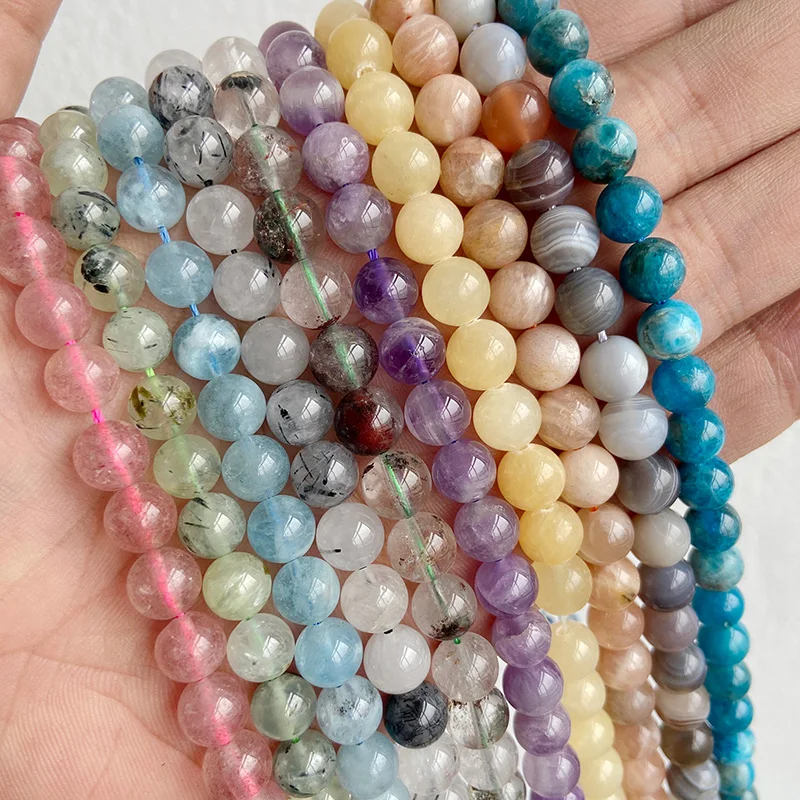 

High Quality Limited Natural Stone Beads Round Malachite Jades Morgan Quartz Loose Gem Stone Bead Charm For Jewelry Making Diy