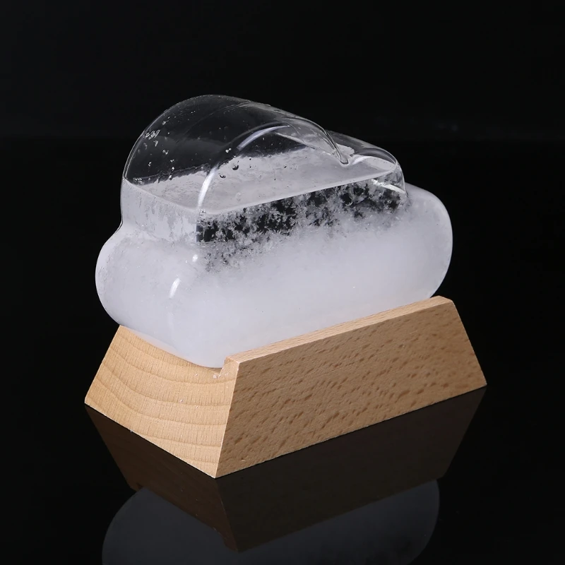 

New Hot Storm Glass Weather Station w/ Wooden Base,Stylish and Creative