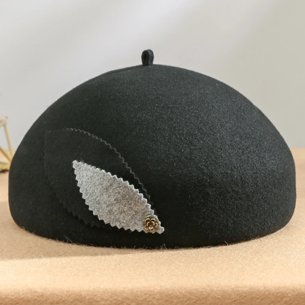 Женская фетровая шляпа FS осенне-зимняя шляпа-купол с листьями | Аксессуары для