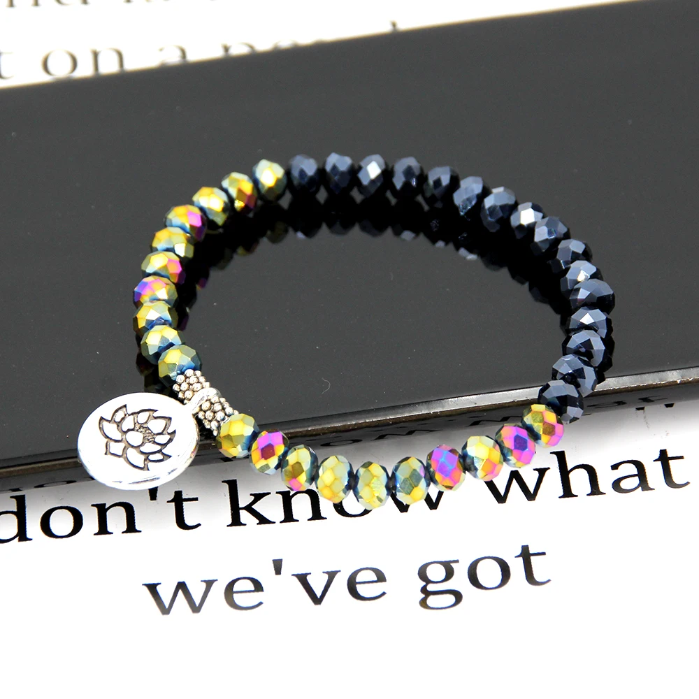 Женские браслеты цветной Кристальный стеклянный шарик для йоги лотос Будда