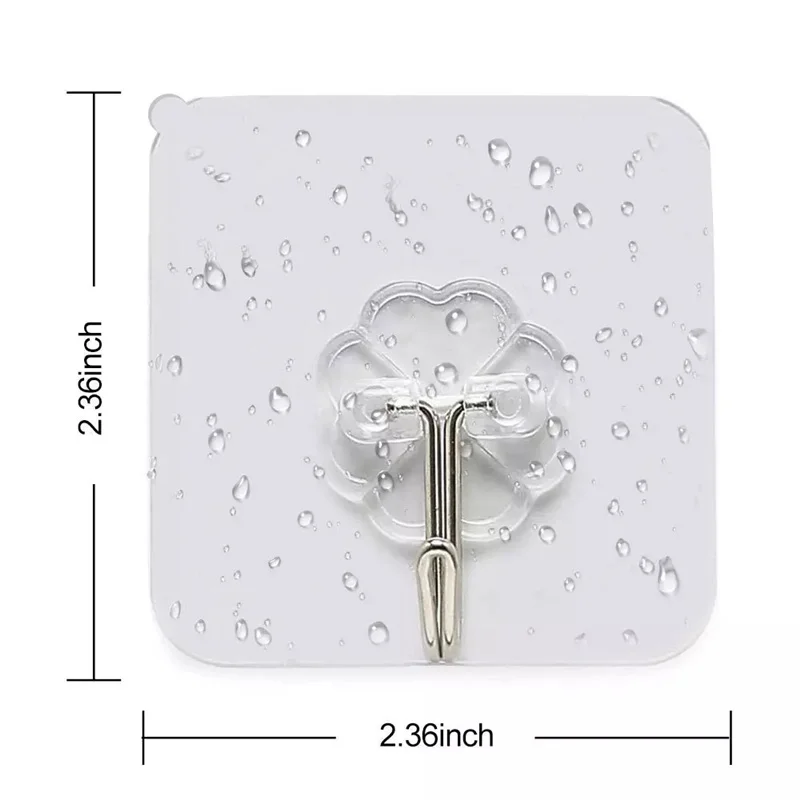 

Transparent Wall Hooks Waterproof Oilproof Self Adhesive Hooks Reusable Seamless Hanging Hook For Kitchen Bathroom Office