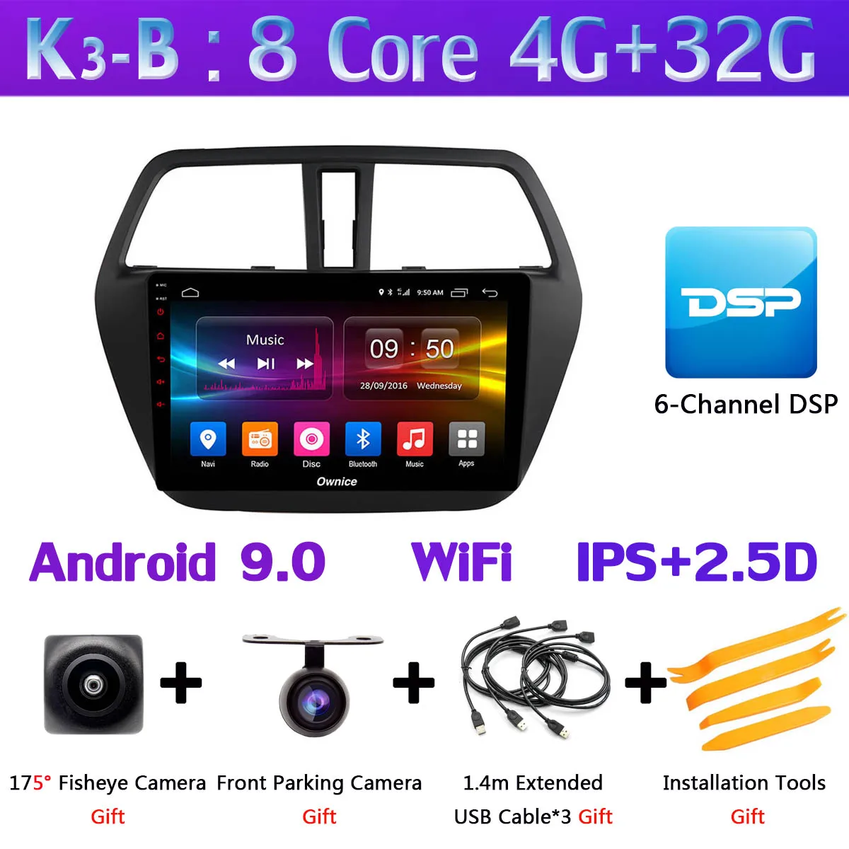 K3-B " 360 ° панорамный Android 9,0 автомобильный DVD мультимедийное радио gps для Suzuki SX4 S-Cross 2013 S Cross автомобильное радио DSP - Цвет: K3-B