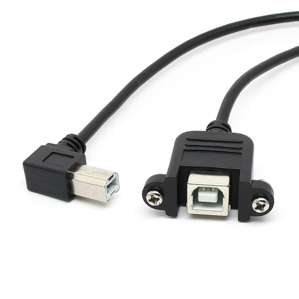 

100cm USB2.0 Printer cable extension 90 Degree right angle USB2.0 B male to female extension cable with screw mount