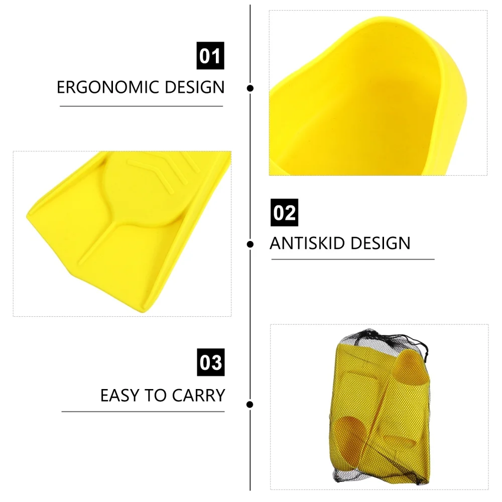 

1 Pair of Training Swim Fins Comfortable Silicone Floating Flippers (Yellow)