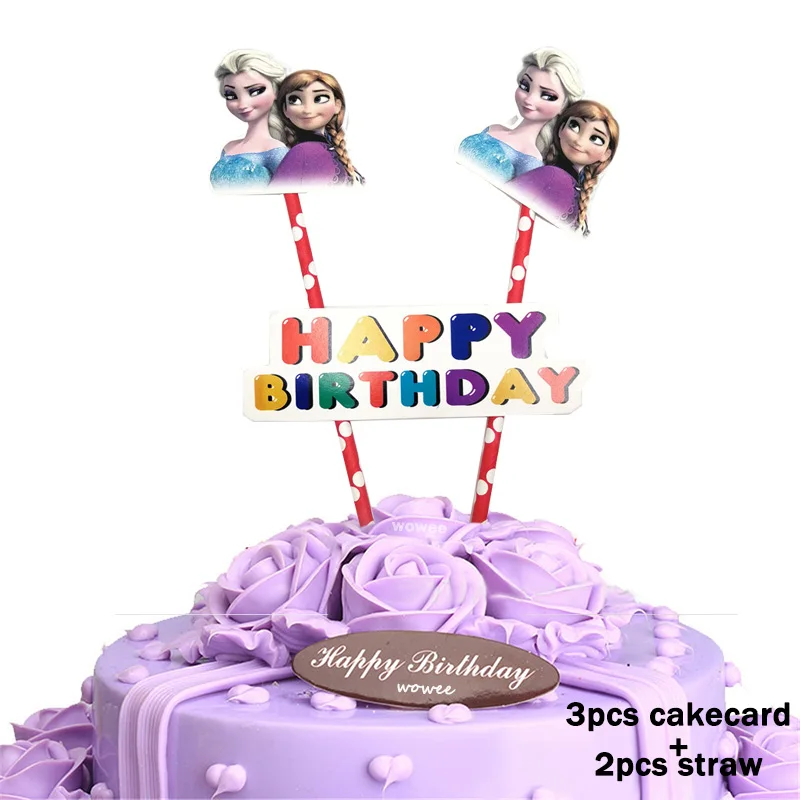 1Caketopper Flag 24 шт. Замороженные Анны и Эльзы кекс Топпер для торта «С Днем Рождения» выпечки DIY аксессуары флажки для торта стикер Декор баннерная карточка - Цвет: 1Caketopper Flag