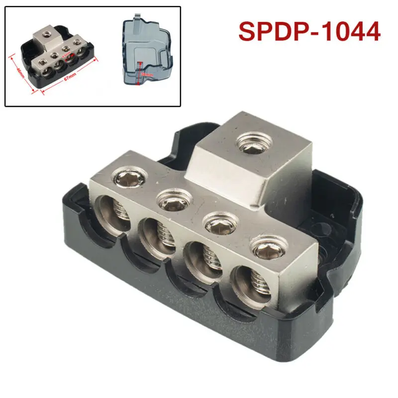 

One Point Four Point Cable Power Ground Distribution Block Junction Box Mini Series 1/0 Gauge In To4 Gauge Out SPDP-1044