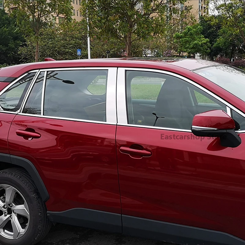 

For Toyota RAV4 RAV-4 XA50 2021 2020 2019 Car Stainless Steel Door Window Middle Column Trim Protection Strip Accessories