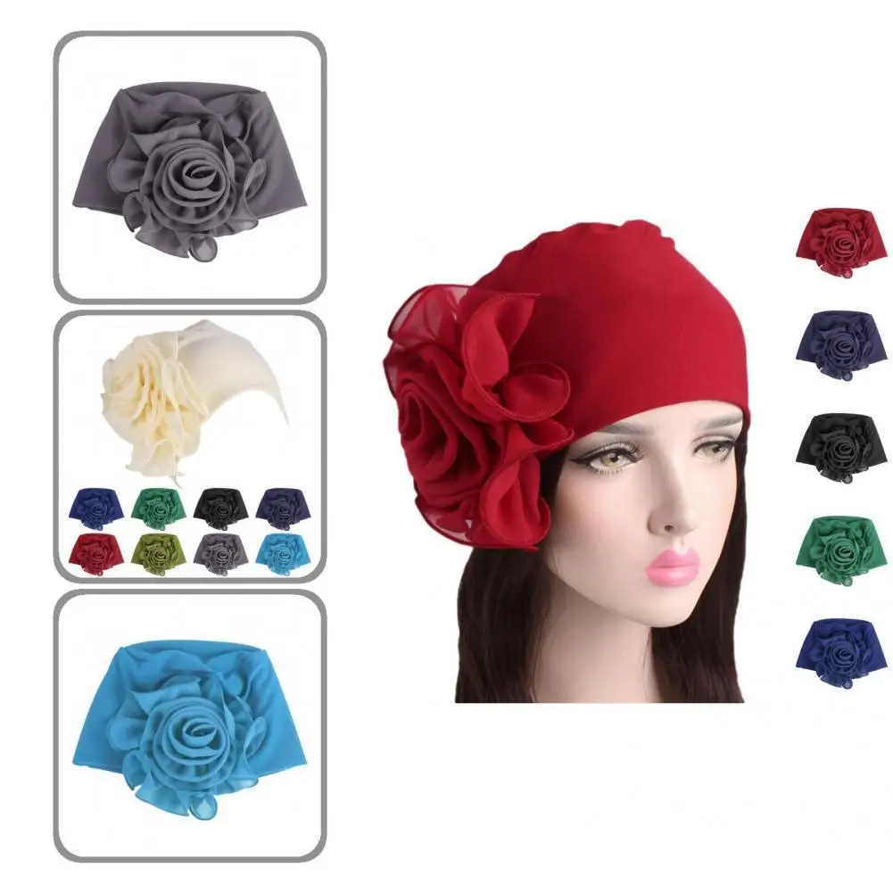 

Simple Scarf Hat Headgear Turban Cap Solid Color Soft Brimless Pure Color Scarf Hat