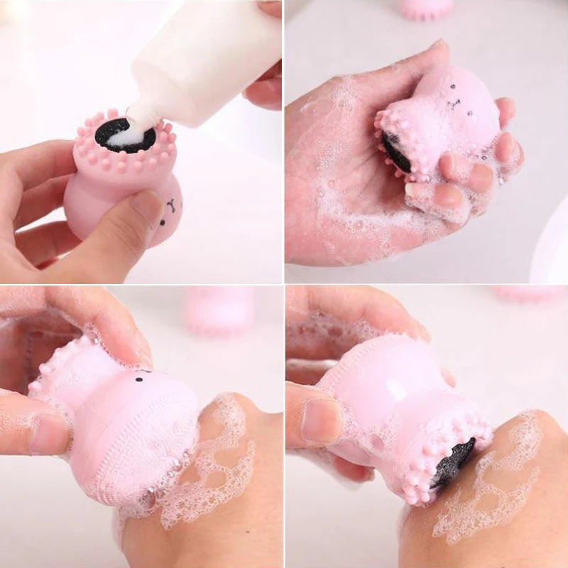 10 шт. силиконовая щетка для мытья лица милый осьминог форма Очищающий скраб
