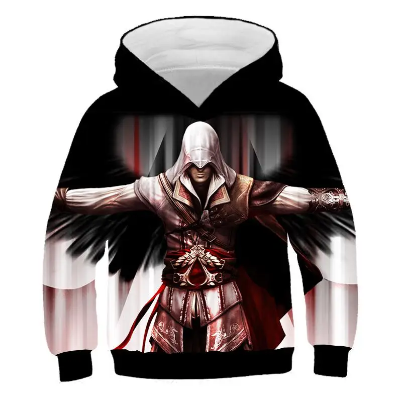 Летняя толстовка с капюшоном для мальчиков и девочек 3D принтом Assassin's Creed