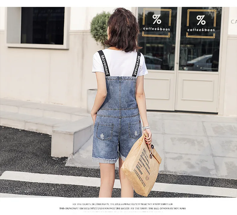 

Denim suspenders women's Korean version loose 2020 new summer wide leg shorts high waist slimming two-piece suit