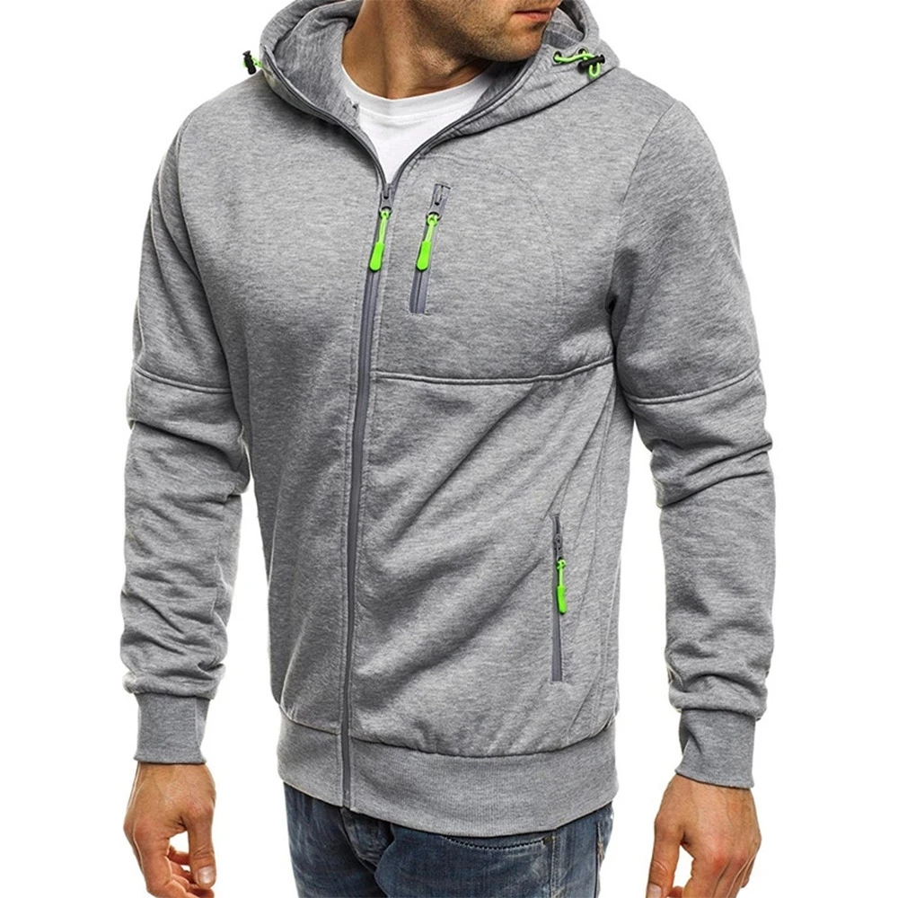 

Men's Clothing Hoodies Jackets Slim Fit Sweatshirt Outwear Spring Autumn Warm Coat Jacket Zip Up Casual Coats Tops Black Gray