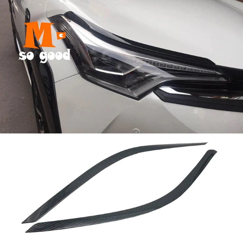 

ABS углеродного волокна Авто Средства для укладки волос 2016 2017 2018 для Toyota C-HR кузова головы спереди брови отделка Светильник лампы рамка палки