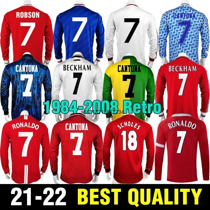 

1984 86 Classic Men's Long Sleeve Retro Giggs Jerseys 94 Man Beckham Cantona 95 97 99 Scholes Soccer Jersey 05 06 07 08 Camisa