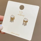 Происхождение летние изысканные облаков и дождевых капель серьги-гвоздики в виде капель с кристаллами в форме удлиненный женский элегантный кубический циркон в виде ракушки вечерние ювелирные аксессуары  серёжки