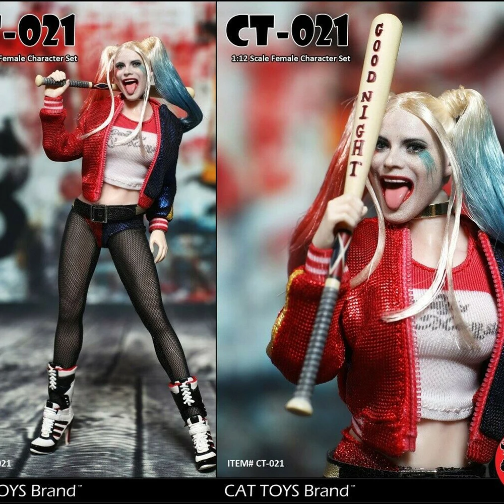 

CT021 1/12 Scale Female Joker Suits Character Set Clothes & Head Model Toy Fit for 6 '' Female Body Dolls Figure Accessories