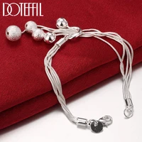 doteffil 925 sterling silver five snake chain smooth frosted bead bracelet for women wedding engagement party fashion jewelry