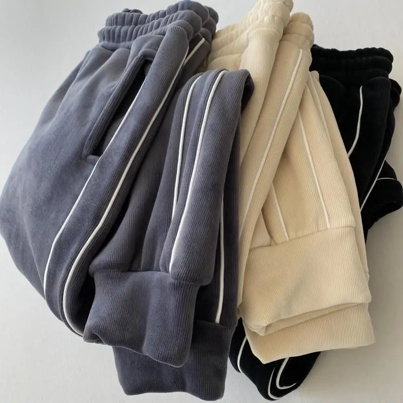 

Women's New Plus Velvet Plus Size Sweatpants Autumn and Winter Thickened Harem Pants Loose and Thin Leisure Footwear Pants