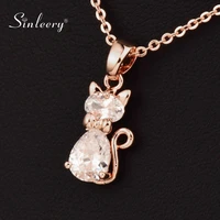 sinleery charm white cubic zircon animal necklace pendant necklace for women rose gold silver color chain jewelry gifts zd1 ssa