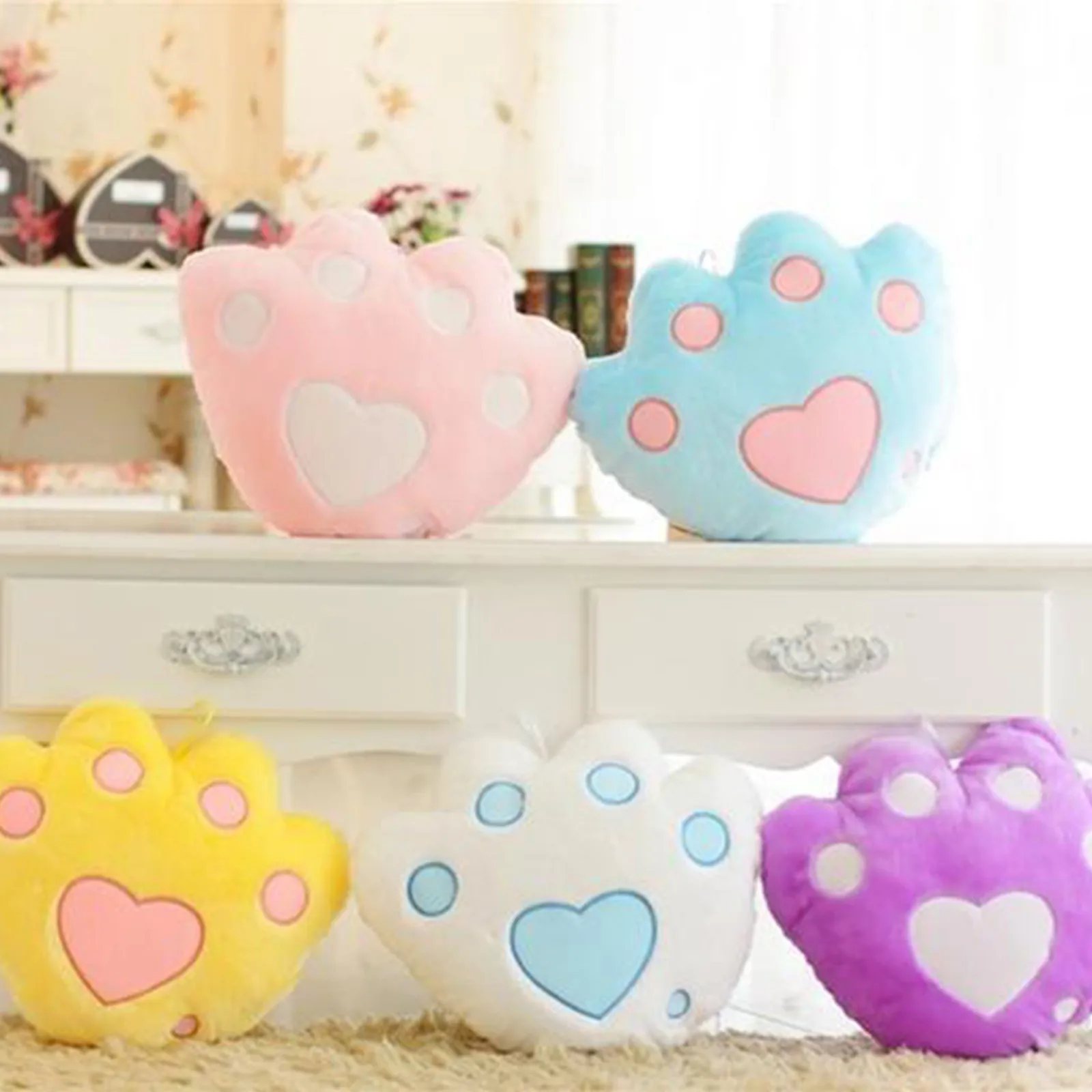 

Colorful Heart Luminous Glowing Pillow Soft Plush Children Cute Toy Kid Toy Children Room Bed Decoration Toy Gift