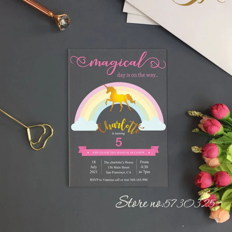 Акриловое цветочное искусственное акриловое приглашение на день рождения