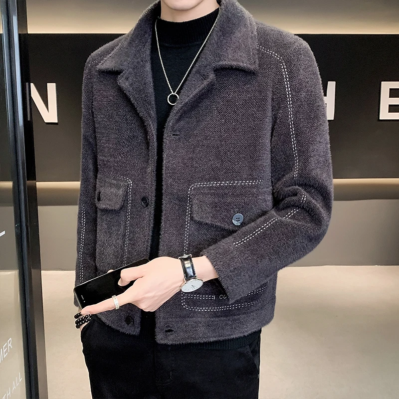 

Winter Mink Fleece Cropped Sherpa Wool Coat Woolen Mens Fall Winter Men Jacket Clothing Jackets Clothes