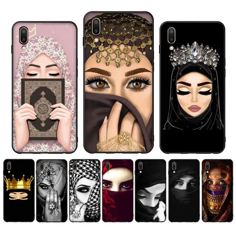 

Woman Crown Hijab Face Muslim Islamic Gril Eyes Phone Case For Oppo Reno Realme C3 6Pro For vivo Y91C Y17 Y19 Capa