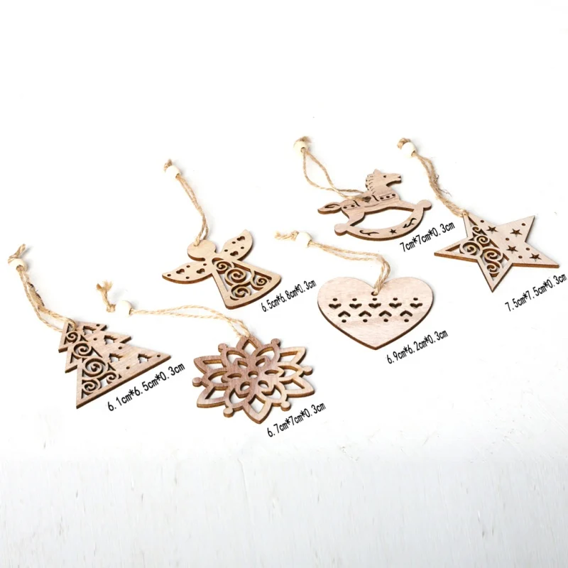 6 шт деревянные рождественские декоративные подвески висячие украшения с