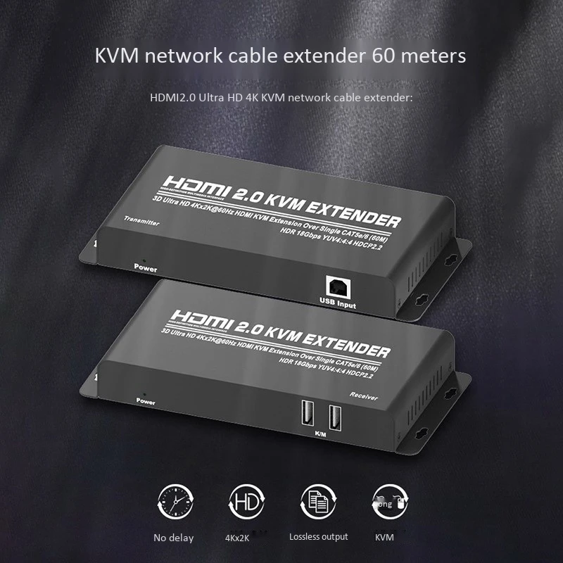 

196Ft Hdmi Extender 4K Transmitter Hdmi Single Network Cable Extender with Local Hdmi Loop Out Eu Plug