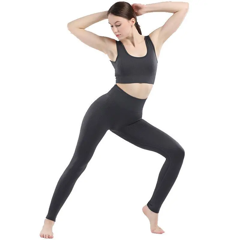 Бесшовный Набор для йоги женская спортивная одежда леггинсы спортзала