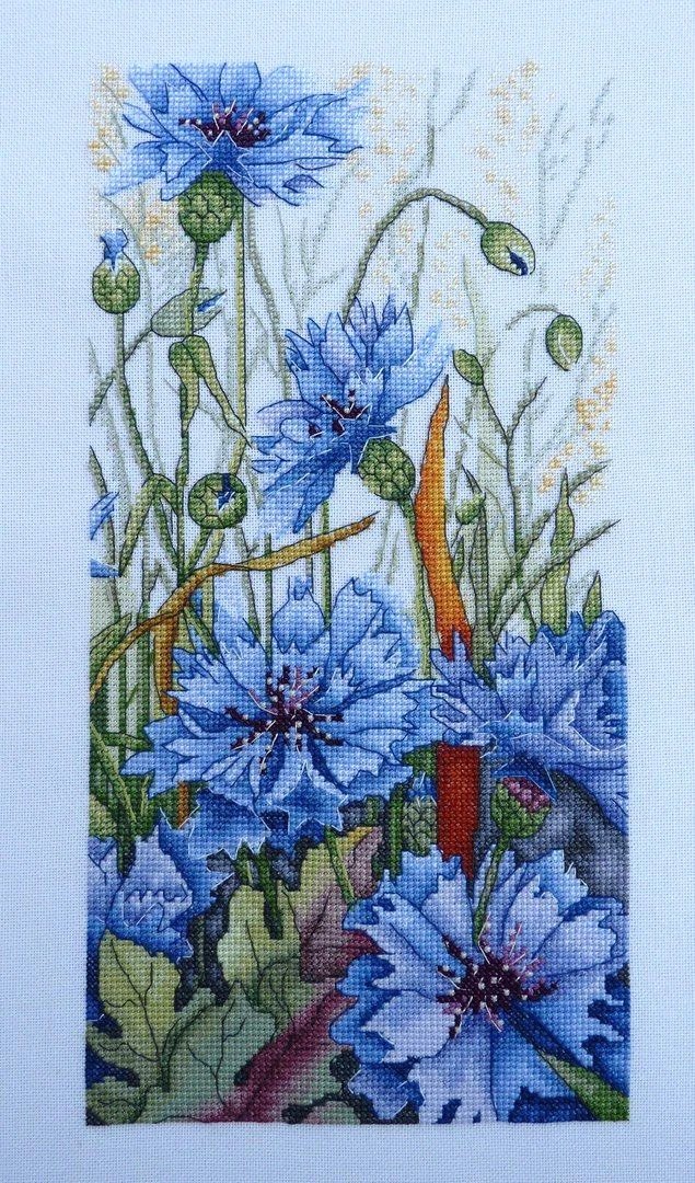 

Синяя Васильковая вышивка крестиком Экологичная хлопковая нить вышивка украшение для дома подвесная картина подарок
