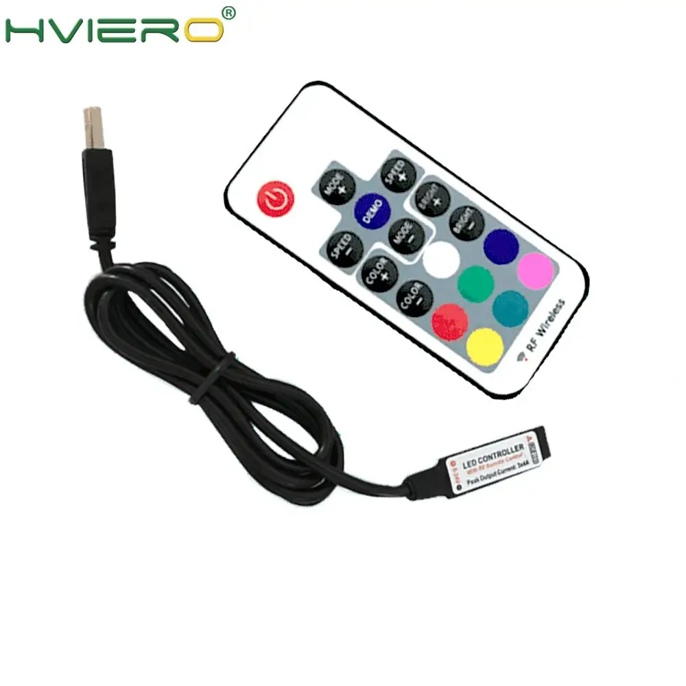 

17Key Remote Wireless USB Led Strip Lights Controler USB IR Remote Controller for DC5V RGB 3528 5050 LED Strip Lights Wall Lamp
