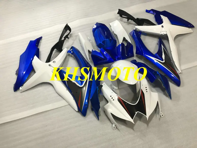Комплект обтекателей под давлением для GSXR600 750 K8 08 09 GSXR 600 2008 2009 ABS белый синий