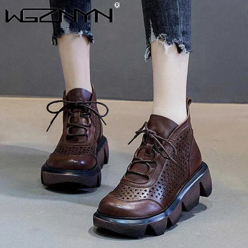 

2021 New Ankle Boots Shoes Women Summer autumn Sexy Hollow High Slope Fish Mouth Single Shoes Thick Bottom Wedges Short Boots