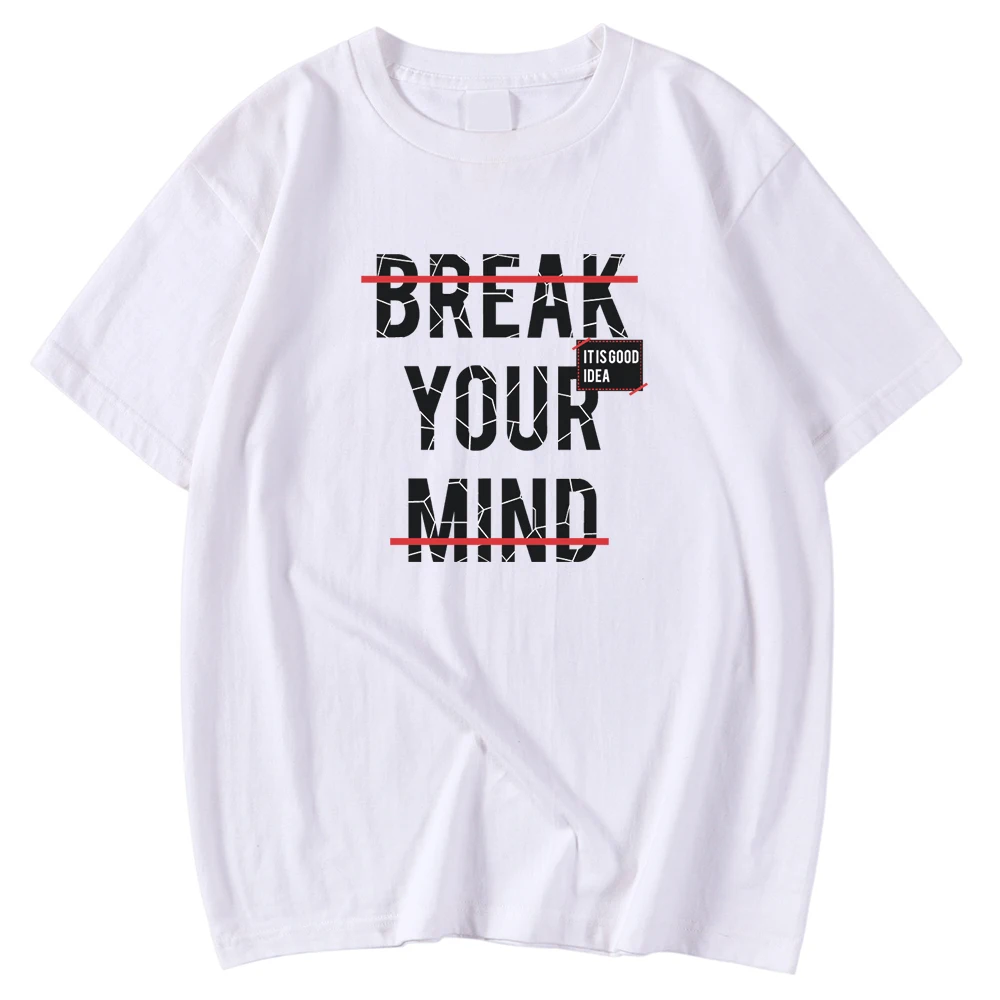 

Break Your Mind It's Good Idea Print Clothes Breathable Loose Tee Shirt Spring Summer Tee Shirt Fashion Soft Shirts Men O-Neck