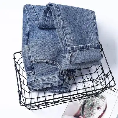 

Add hair thickening jeans female new winter loose tall waist straight wide-legged torre to wear trousers in winter