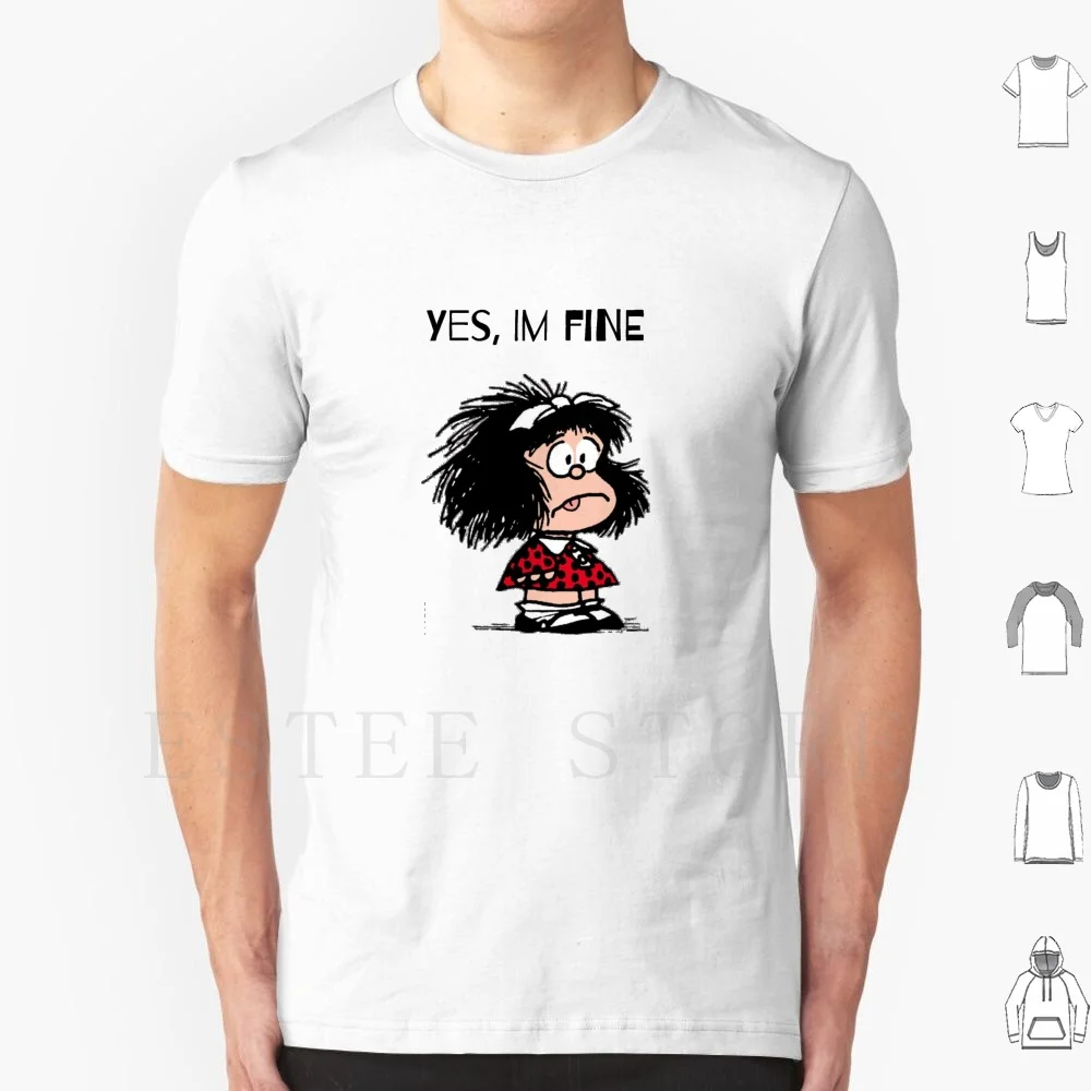 Футболка с принтом Mad Mafalda хлопковая забавным мультяшным рисунком покрытием