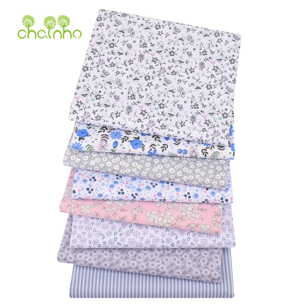 Chainho 8 шт./лот серая Цветочная серия набивная саржевая хлопковая ткань Лоскутная