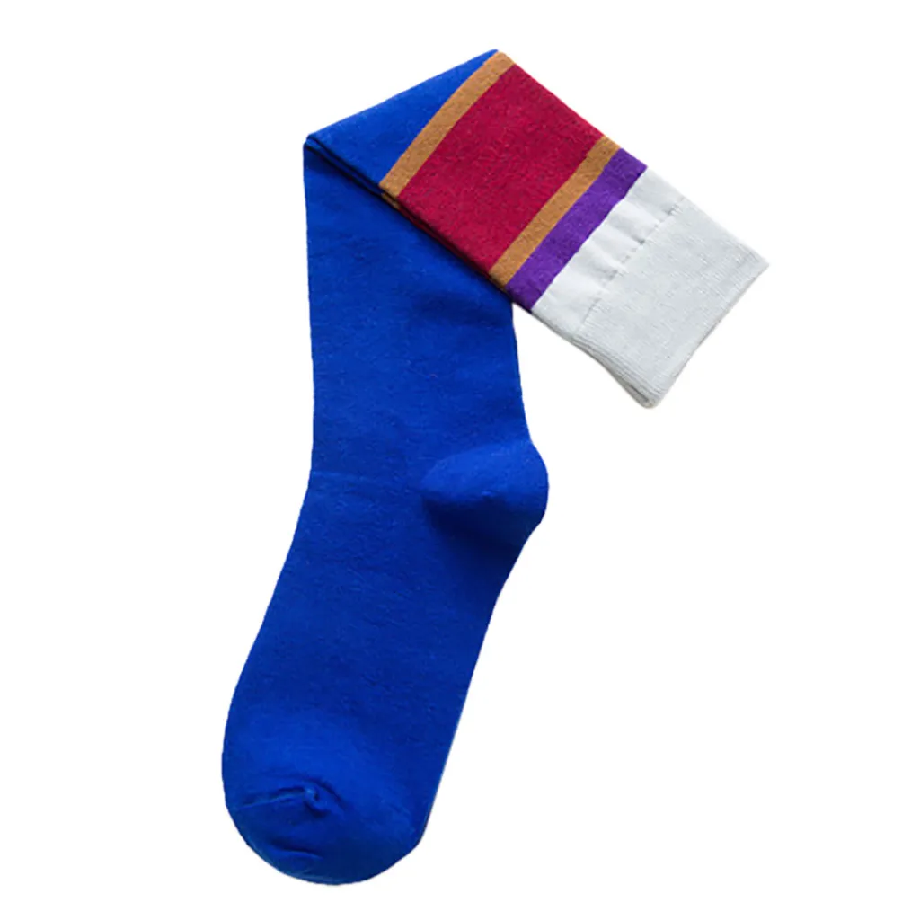 Женские Модные Лоскутные Полосатые цветные Гольфы Повседневные хлопковые носки