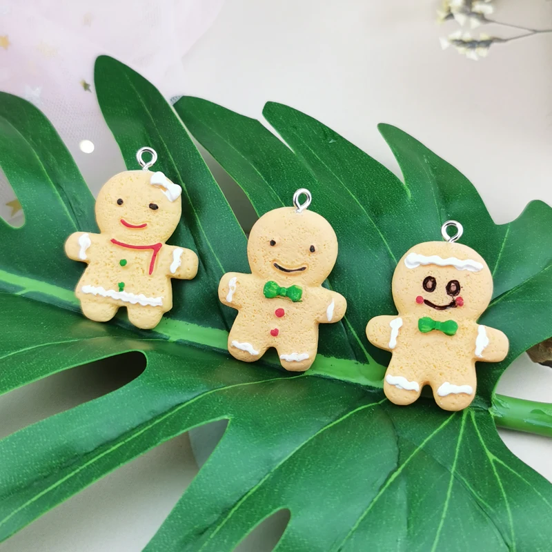 

10pcs/pack Cookie Gingerbread Food Resin Charms for Earring Diy Making Keychain Accessories Charms Handmade