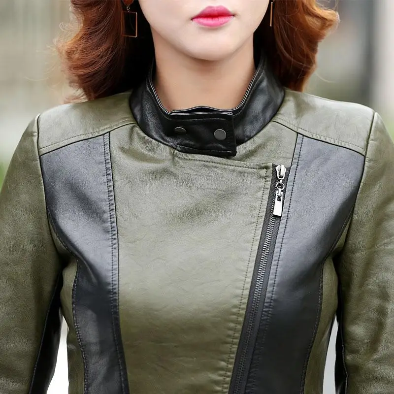 Осенние кожаные куртки для женщин зимние размера плюс тонкий дамы из